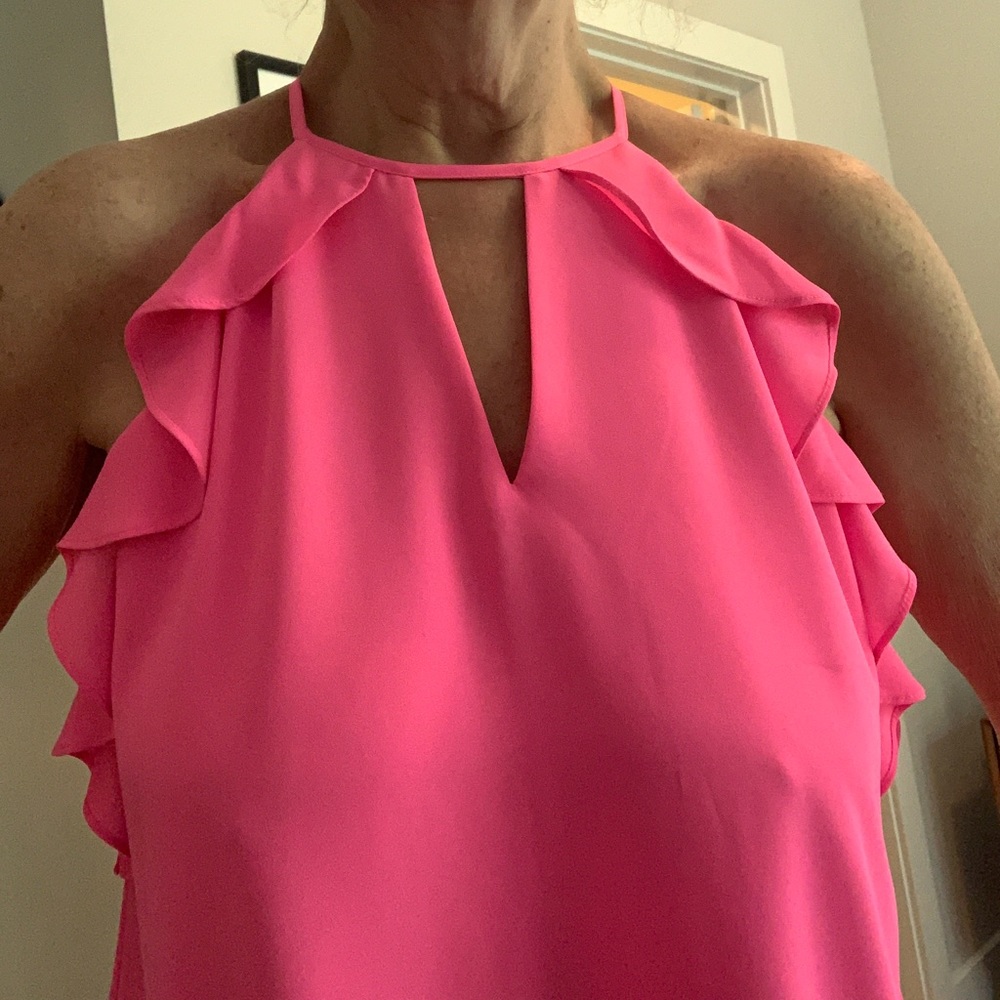 Lilly Pulitzer ruffled halter in Lilly’s hottest neon pink